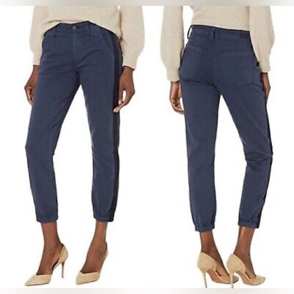 PAIGE Mayslie Jogger in navy with black velvet side stripe utility cargo pant 28 - Picture 3 of 10